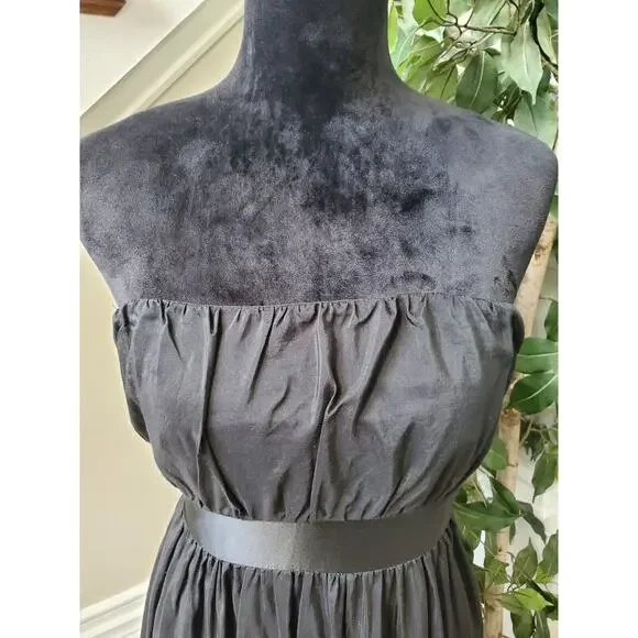 Gap Women's Black Solid Cotton Off The Shoulder Casual Knee Length Dress Size 12 - Picture 2 of 13